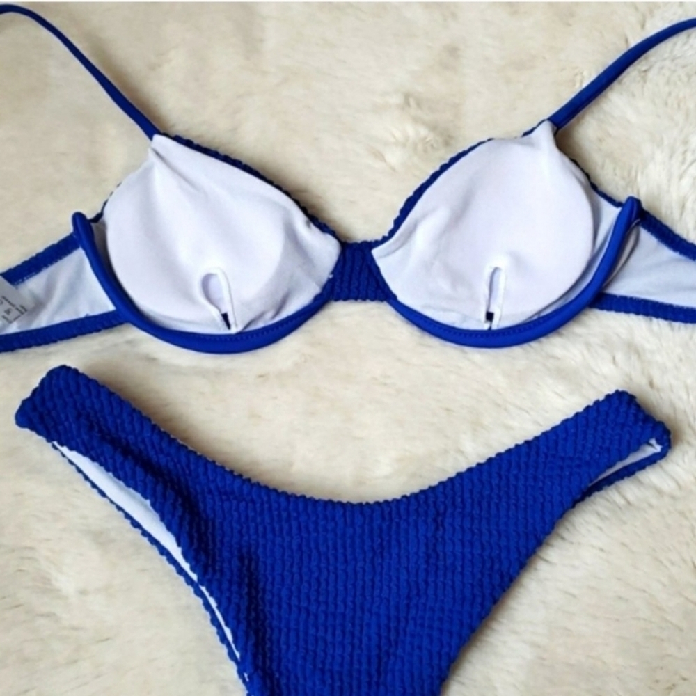 New Scrunchy Underwire Top Brazilian Bottom Bikini Set Swimsuit Size S - Picture 7 of 7